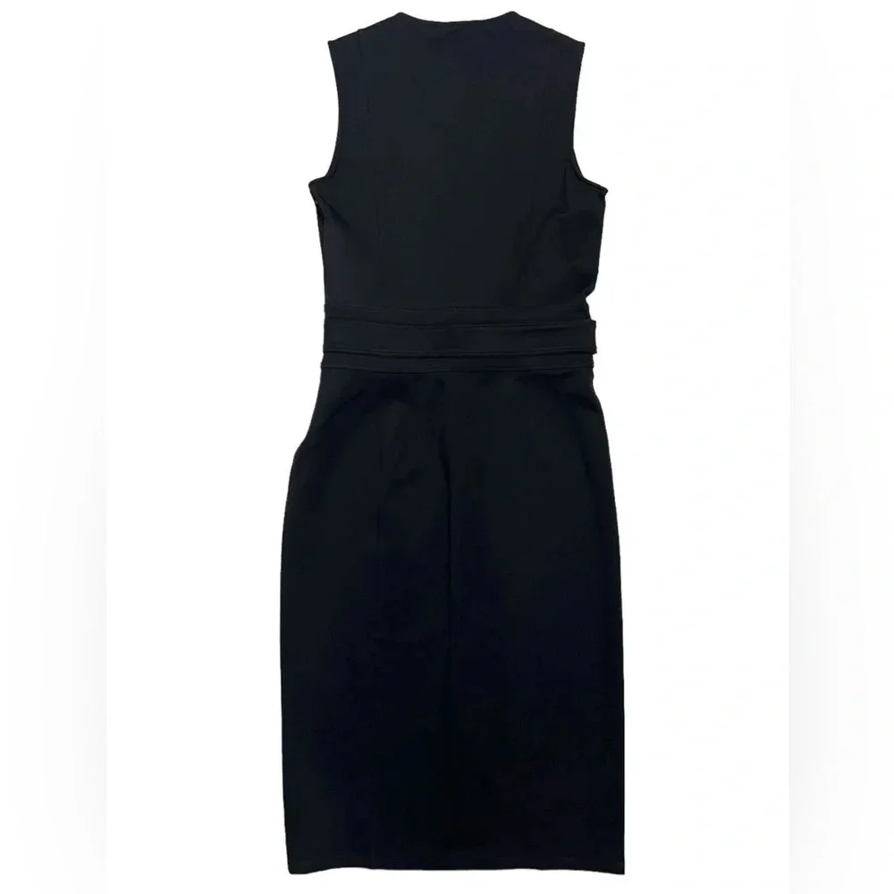 GUCCI Fitted Sleeveless V-neck Bamboo Belted Sheath Dress Black Luxury Size M - Picture 3 of 12